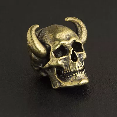 Horned Skull Paracord Beads Lanyard Bead BrassWhite Copper • $10.01