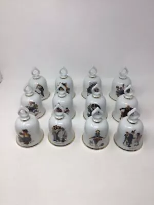 1979 Danbury Mint Norman Rockwell Set Of 12 Porcelain Limited Edition Bells • $20.23