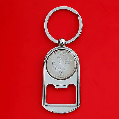 US 2007 Wyoming State Quarter BU Unc Coin Key Chain Ring Bottle Opener NEW  • $9.95