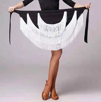 Women Latin Dance Skirt Tassel Fringe Latin Dancing Skirt Dancing Hip Scarf • $21.34