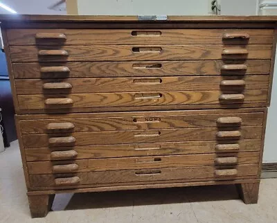 $1599.99 • Buy Vintage Wood Hamilton Flat File Map BluePrint Cabinet With 10 Drawers