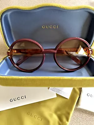 $220 • Buy Genuine Gucci Brown Burgundy Sunglasses - NEW - RRP$520