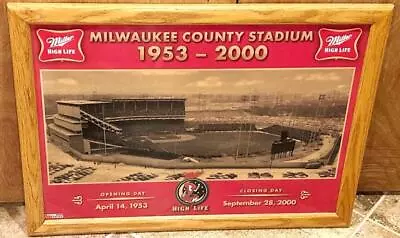 Milwaukee County Stadium 1953-2000 Miller High Life Beer Mirror Bar Tavern Cave • $274.99