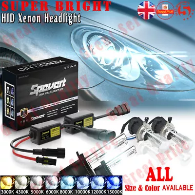 55W HID Xenon Conversion Kit H1 H7 H8/9 9005/6 HB3/4 Car Headlight Bulbs Ballast • £5.54