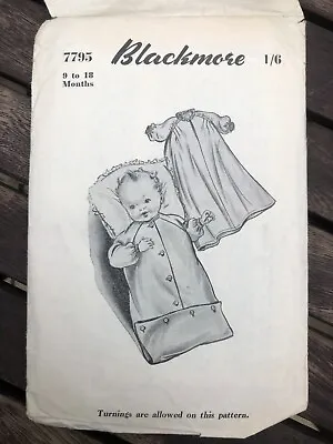 Vintage Blackmore Sewing Pattern 7795 Babies Sleeping Bag & Nightdress 9-18M • £5