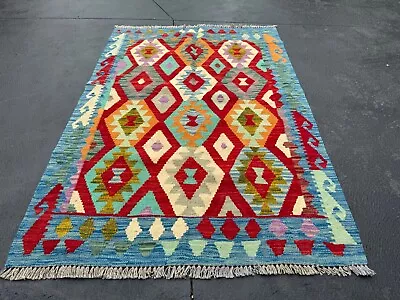 Colourful Kilim Rug Handwoven Turkish Design Rug Wool Rug  • $125