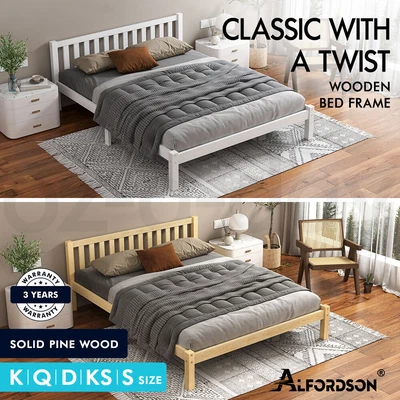 $115.95 • Buy ALFORDSON Bed Frame Queen Double King Single Size Wooden Mattress Base Fenella