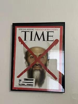 FRAMED Time Magazine May 20 2011 #20 Red X Marks On Osama Bin Laden's Face • $25