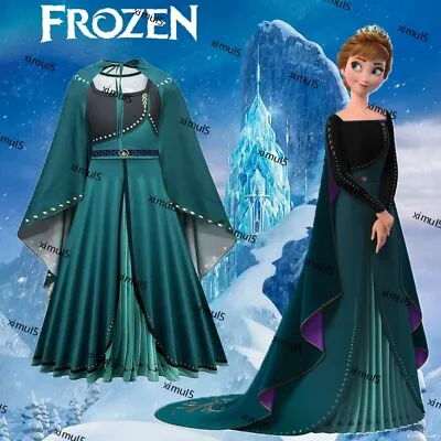 Ice Queen Frozen Anna Dress Kids Girl Cosplay Long Dresses Costume Fancy Dress • £20.52