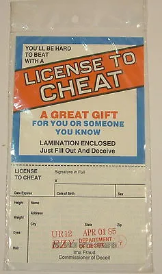 Vintage Novelty License To Cheat Joke April Fool Party Birthday Gift • $1.94