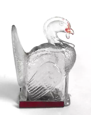 Antique Tom Turkey Gobbler Bird Figural Glass Candy Container Tin Slide Box Vtg • $58