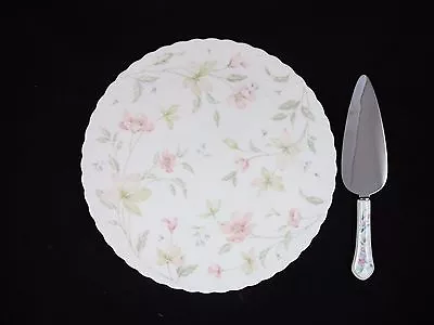 Mikasa Cake Dessert Plate Bone China Garden Flowers Aynsley Stainless Server • $14.99