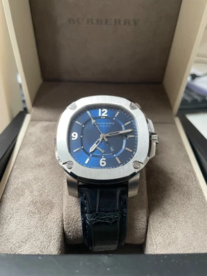 $1039.64 • Buy Burberry Britian Swiss Automaic Mens Watch RARE Blue BBY1001 + Spare New Strap