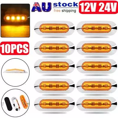 $25.75 • Buy 10X Clearance Light LED Side Marker Truck Trailer LORRY Lamp Amber Chrome 12-24V