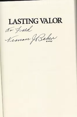 Vernon Baker World War 2 Medal Of Honor Recipient Rare Lasting Valor Signed Book • $89.99