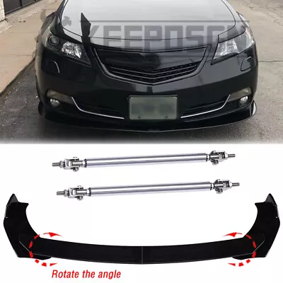 Glossy Black Front Bumper Lip Splitter Spoiler Body Kit +Strut Rods For Acura TL • $65.11