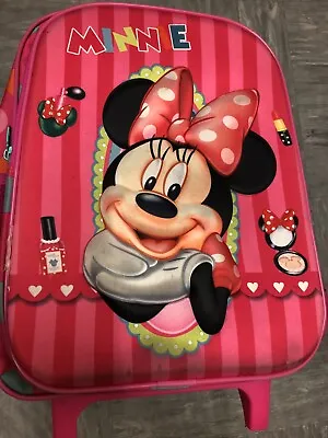 Minnie Mouse Girls Foldable Wheeled Trolley Backpack Cabin Luggage Travel Bag • £23