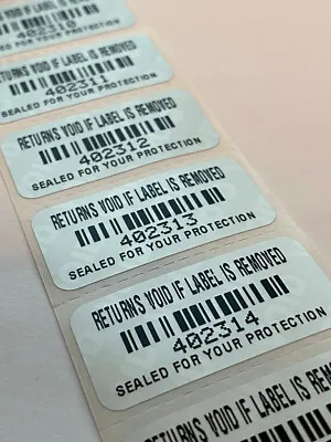 $7.99 • Buy 100 Returns Void If Label Is Removed-barcode-serial Numbering-stickers Seals