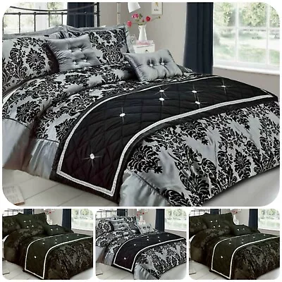 New Luxury Damask Denton Duvet Cover Bedding Set Pillowcase Double King S-K Size • £24.99