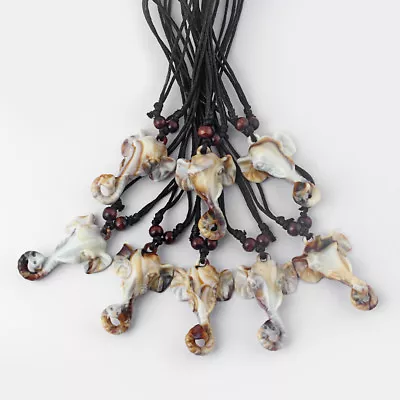 12x Tribal Faux Yak Bone Long Nose Elephant Pendant Wax Cotton Cord Necklace • $10.59