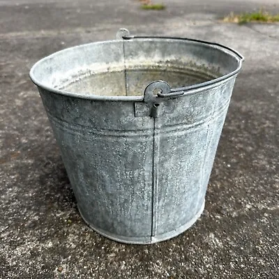 Vtg Galvanized Metal Bucket Pail Farmhouse Bail Handle 10  T X 11  W 1950s 50s • $21.25