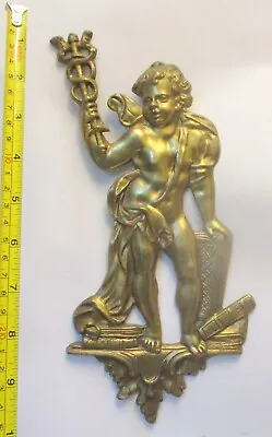 Antique Brass CADUCEUS Medical Science ART Wall Hanging  Plaque Classical Greek • $295