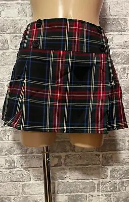 Red Black Blue Plaid Check Pleat Mini Tennis Skirt Size 10 - 16 • £5