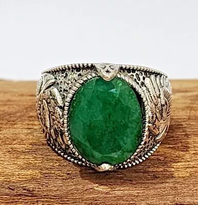 Beautiful Green Emerald Ring Solid 925 Silver Handmade Men's Ring All Size D11 • $18.02