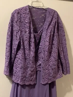 JJ’s House Mother Of Bride Square Neck Lace Sequin Chiffon Tahiti Purple 22W NWT • $70