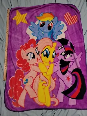 Purple My Little Pony Plush Fleece Throw Gift Blanket Soft Cartoon Unicorn LN • $19.99