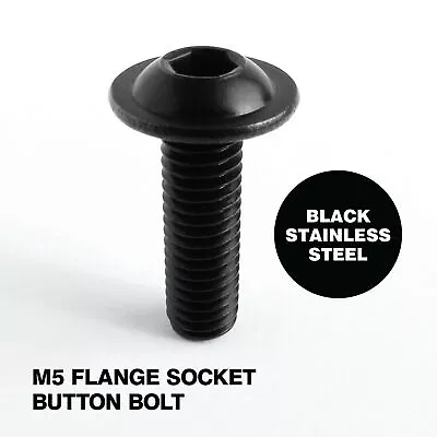 M4 M5 M6 M8 A2 Black Stainless Hex Socket Flanged Button Head Allen Bolt Screws • £2.60