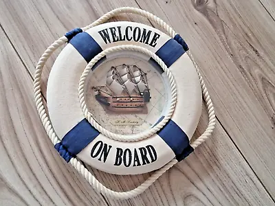 Welcome On Board - Hanging Blue And White Life Ring Lifebuoy Boat H M S Victory • £11.95
