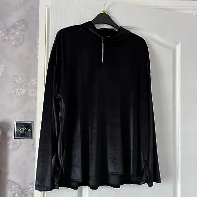 Marks And Spencer Size 16 Soft Black Velour Top • £4.95