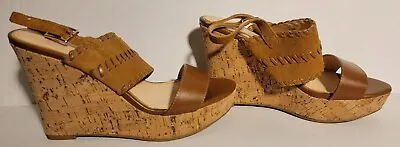 Michael Shannon Brown Leather Wedge Shoes Womes Size 6 • $9.99