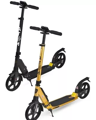 Folding Adult Scooter Big Wheels Suspension Non Electric Commuter Kick/Push Dual • £59.99