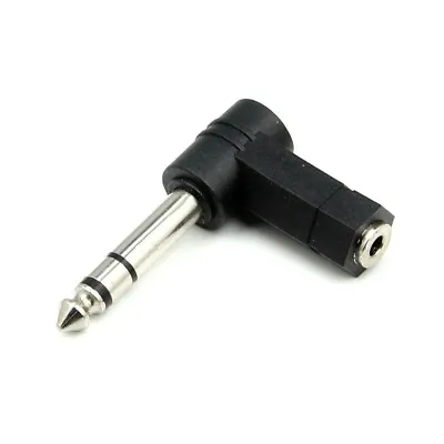 Right Angle Angled 6.35mm 1/4 Stereo Female To 3.5mm Male Jack Adapter Convertor • £2.55