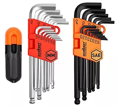 HORUSDY Long Arm Ball End Hex Wrench Set Inch/Metric T Handle Allen Wrench Set • $18.03