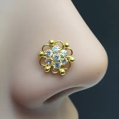 Medusa Indian Women Style Nose Ring White CZ Twisted Piercing 22g • $29.27