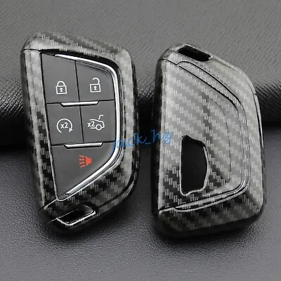 Carbon Fiber Car Key Fob Cover Case Keychain For Cadillac CT4 CT5 Accessories • $12.14