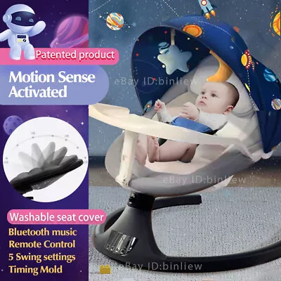 Bluetooth Electric Baby Swing Infant Cradle Bouncer Rocker Chair Music Remote UK • £91.99