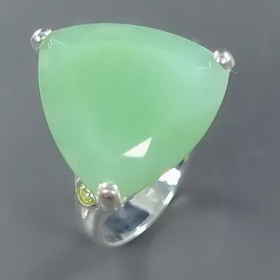 Handmade Jewelry 17 Ct Chrysoprase Ring 925 Sterling Silver Size 7 /R342209 • $19.99