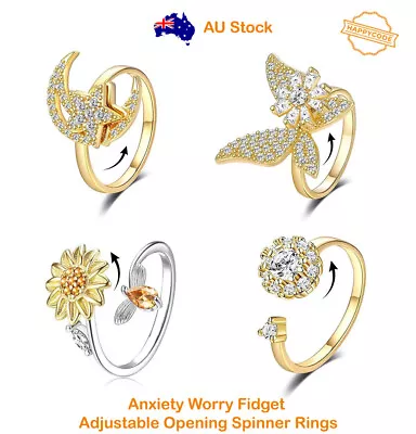 $5.50 • Buy Anxiety Worry Fidget Spinner Ring Meditation Spinner Ring Adjustable Opening AU