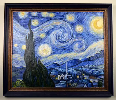 Vincent Van Gogh Starry Night Oil Painting Reproduction Framed 20x24in • $750