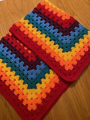 Hand Crochet Baby Blanket/car Seat/pram/crib Baby Rainbow Boy Girl Gift Xmas • £12.99