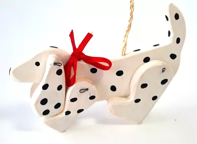 Christmas Ornaments Puppy Dog White Black Spots Red Ribbon Dachshund • $10.95