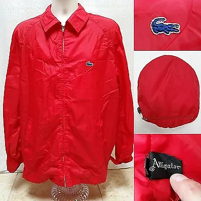 Vintage ALLIGATOR RED WINDBREAKER JACKET With STUFF SACK- Size L • $10.80