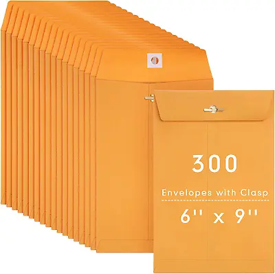 300 Pcs 6 X 9 Manilla Envelopes Clasp Envelope Kraft Catalog Envelope With Clasp • $61.99