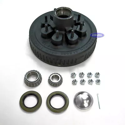 (2) Trailer Brake Drum Hub 8 Lug 12 X 2 1 1/4 (14125A) X 1 3/4 (25580) Bearings • $249