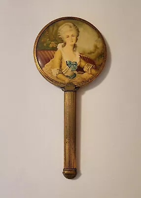 Vtg 1920's French Hand Held Vanity Mirror Marie Antoinette 8 L X 3¾ W Brass • $40