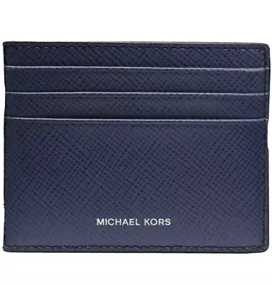 Michael Kors Men's Harrison Leather Tall Card Case Wallet In Navy NEW🎀🌞 • $27.50